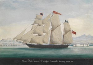 Schoener Bark Lavinia, P. Langlois Commandant, komt Smyrna binnen 1856
